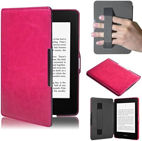 Culater® Ultra Slim PU Leather Protective Case Cover with Handle for Amazon Kindle Paperwhite 5 (Hot Pink)