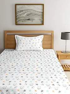 Blanc 9 Starry Nights Kids Bedsheet (Dark Grey Black Light Blue) Pack of 1