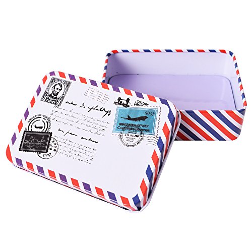 3 Stück DIY Design Blechdose Metalldose mit Deckel Nostalgie Retro Motiv Post Brief ca. 10x7x3 cm - 2