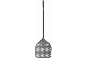 G.a HOMEFAVOR Pizzaspade 35 cm lång pizzaspade i hård anodiserad aluminium med avtagbart handtag, perforerad pizzaskrapa för
