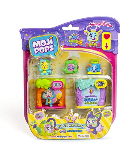 MojiPops Party - Blister Club Room con 4 figuras MojiPops (1 Glitter)