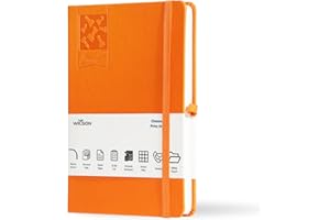 InfinityMarket Wilson A5 Notebook Hardback, Leather Journal Notebook Notepad with 256 Pages,Thick Paper, sustainably sourced paper, Lined Journals Note books for Women Men Writing Work (Orange)