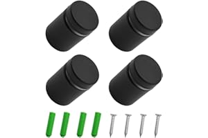 WJUAN 4 Pcs Advertising Screw Nails Sign Holders Nail Glass Standoff Fixings, Screw Glass Standoff Holder for Mounting and Fixing the Glass (Black 19 x 26 mm)