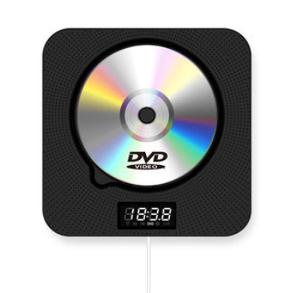 SAINAIEN Portable DVD CD VCD Player with Bluetooth/Remote/Pull Switch/LED Display/FM Radio, Wall Mountable Music Player Built-in Speakers Support 1080P HDMI/AV Output USB Headphone Jack(Black)