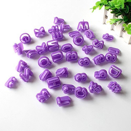 Fondant Ausstecher Buchstaben, eLander Alphabet Ausstecher/ Ausstechformen für Fondant [40 Teile] – mit Zahlen, Satzzeichen und Buchstaben – Backzubehör Kuchendekoration, Modellierwerkzeug, Ausstechformen - 2