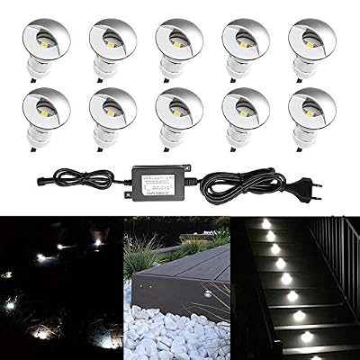 QACA Lot de 10 QACA Spot Encastrable LED Exterieur pour Terrasse Patio, Cour, Accueil, Allée, Escalier Extérieur, Spot exterieur Eclairage Etanche IP65 DC 12V (Blanc froid) Φ26mm x H41mm