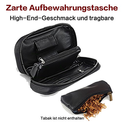 [Update-Version]FeelGlad® Premium Tabakpfeifen-Set Umfassen Ebenholz Pfeife + Pfeife Bag ++10 Pfeifenreinigers+10 Aktivkohlefilter und Schaber (stil 1) - 5