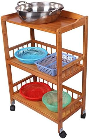 shuang Dining Car Bamboo Storage Shelf 3 Shelf Storage Rack Hair Microwave Oven Kitchen Storage Rack Rolling Stock 1023