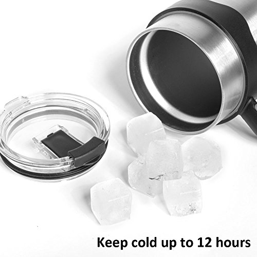 Onebttl Woda 20oz Doppelwandiger, Isolierbecher Edelstahlbecher Trinkflaschen Thermobecher + einfach zu greifendem Henkel + Flip-Top auslaufsicher Deckel + Edelstahl Trinkhalm - 5