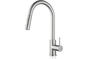 APPASO Kitchen Tap, S304 Stainless Steel Mixer Taps with Pull Out Spray, 360° Swivel Extendable Sink Faucet with 2-Mode Sprayer, Single Lever 1 Hole & High Pressure
