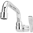 Geepas Wall Mounted Sink Tap- GSW61140| Single Hole Mounted Taps for Kitchen and Bathroom| Material in Chrome Color