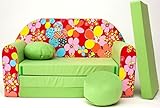 Z19+ Kindersofa Ausklappbar Schlafsofa Couch Sofa Minicouch 3 in 1 Baby Set + Kindersessel und Sitzkissen + Matratze