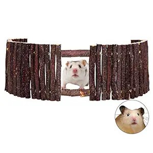 SAWMONG Flexible Wood Hideout, Hamster Rat Natural Apple Sticks Door Fence, Tunnel & Hideout for Hamster, Mouse, Gerbil, Small Animals Chew Toys Habitat D?cor