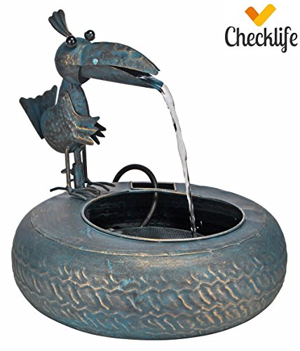 Checklife 903924 Metallbrunnen mit Vogel Gartenbrunnen Wasserspiel