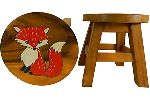 IUSOT Thai Gifts Childs Childrens Wooden Stool - Fox