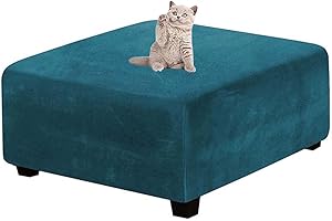 Yekuhe Velluto Copri Pouf Quadrato Elasticizzato Copri Poggiapiedi Quadrato Pieghevole Copertura Dell'Ottomano con Fondo Elastico Sofa Protettore per Soggiorno (Color : A11, Size : 90x90cm/36x36in)