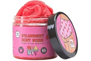 Mallows Beauty Strawberry Body Scrub, Exfoliating Body Scrub, Mixed Sugar and Salt Scrub, Prevents Strawberry Legs, Vegan and Handmade in the UK, 280g