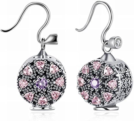 Silver Flower Earrings Earrings Pink Lady / Stainless Steel / Anti-allergic / Silver Shine / Small / Exquisite / 925 Sterling Silver / Hook Earrings,Picture color