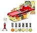 Produktbild Nicer Dicer Quick Set Gemüseschneider,Allesschneider,Obstschneider,6 Klingen Profi Mandoline Gemüsereibe Abnehmbar, Kartoffelschneider Manuelle Essen Slicer Obstschneider Käse Cutter, Rot