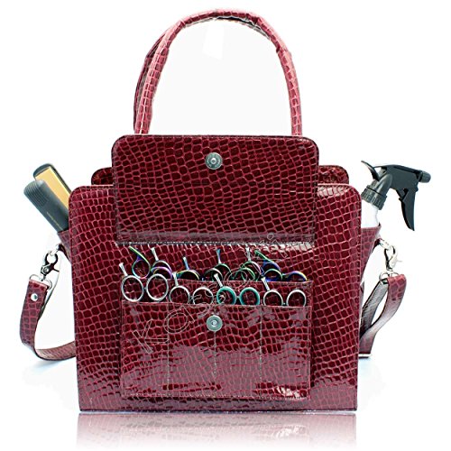 Hairdressing Designer Session Bag Mobile Hairdresser Barber Kit Holder in Burgundy Croc