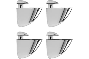 Reggimensola Vetro, Qikuver 4 Pezzi supporto mensola vetro, staffa regolabile per mensole in legno/vetro, in lega di zinco, per ripiano di spessore 2-23 mm (Argento B)