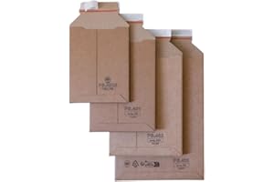 100 Versandtaschen Wellpappe DIN A4 250x353 mm – stabile Karton-Versandtaschen mit variabler Füllhöhe bis 50 mm – selbstklebend portooptimale Verpackung für Bücher, Kataloge & Dokumente