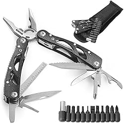 Aodoor 24 en 1 plegables alicates multi de la herramienta, Multiherramienta de Acero Inoxidable Navaja Suiza Alicate Destornillador Herramienta Multifuncional para Montañismo (Negro)