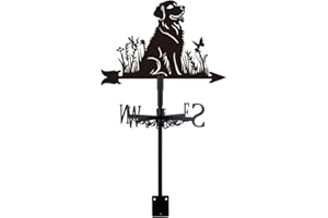 SUPERDANT Golden Retriever Weather Vane for Roof Dog in Grass Metal Weathervane Animal Wind Vanes Black Wind Direction Indicator for Farmhouse Yard Farm Shed Garden Decoration