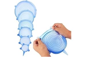 D DIRECT MART THE QUALITY SERVICE YOU EXPECT Direct Mart Silicone Stretch Lids, Airtight Food Covers, Spill-Proof Reusable Bowl Covers, Easy Use & Store Microwave Cover, Durable & Versatile Yogurt Pot Lids, Dishwasher Safe(Blue, Round, 6 Pack)