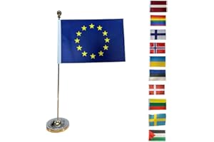 NW NATIONWEAR Tischflagge - Flaggen Verschiedener Länder - EU, DE, DK, SE, Palästina, Gay-Pride (38 x 21 cm, Blue, Baumwolle/Polyester, Unisex, Rechteckig, Innenbereich, Geburtstage, Feiern, Feste)