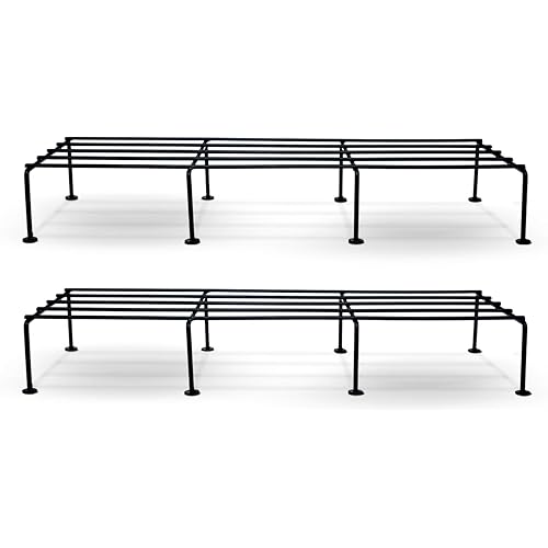 BonKaso Premium Rectangular Anti-Rust Metal Plant Stand Set (Pack of 2) - Stylish Black Stands for Indoor, Outdoor, and Balcony Use