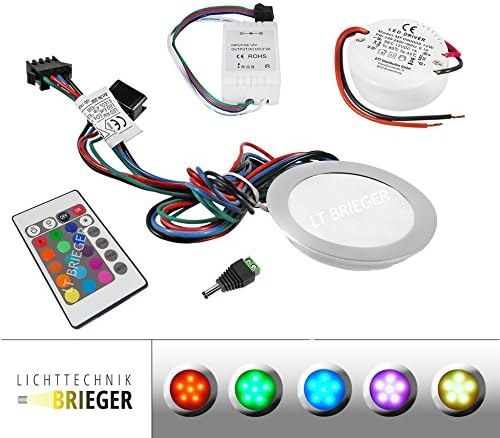 Installation Lamp Floor, Simply Installation Lamp, Tile Installation Lamp RGB Portia - 7er Set with Transformer, Controller & Remote Control