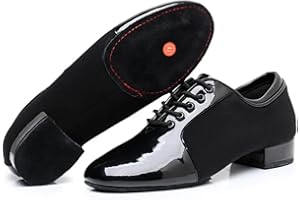 JMORCO Scarpe da danza latina per uomo Scarpe da ballo moderne da uomo Scarpe da tango latine in tessuto Oxford maschile Tacchi da 2,5 cm Calzature da ballo sociali morbide e traspiranti(Two point bottom,44)