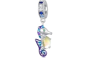 SHIYU Zawieszka charms ze srebra wysokiej próby 925 do bransoletek Pandora, konik morski, seria, perły szklane, charmsy, Srebro szterlingowe, Emalia