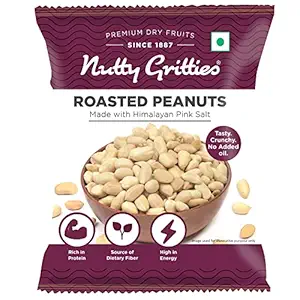 Nutty Gritties Roasted Salted Peanuts with Himalayan Pink Salt, Rich Protein, Healthy Snack for kids and adults (Pack of 4 - 160g)