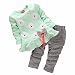 Koly Newborn Baby Clothing Sets Long-Sleeved Kids Girls Flower Bow Shirt Plaid Pant Set+1 baby headband