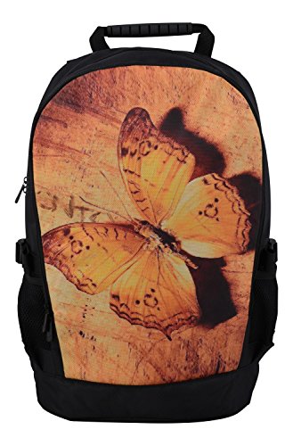 Preisvergleich Produktbild Rucksack für Jungen Mädchen Damen Herren Kinder - Schulrucksack Schulranzen, Ranzen für die Schule - Backpack für die Stadt / zum Sport für Kinder & Jugendliche - Cooles Design - Golden Butterfly