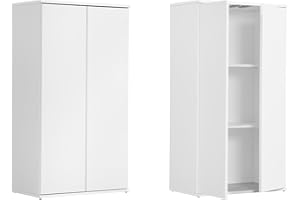 ‎MOKEBO mokebo® Mehrzweckschrank 60 cm Breite 'Der Schlanke', schmaler Aktenschrank oder Haushaltsschrank in 60x110x34 cm (B/H/T), auch als Büroschrank oder kleiner Schuhschrank mit griffloser Öffnung in Weiß