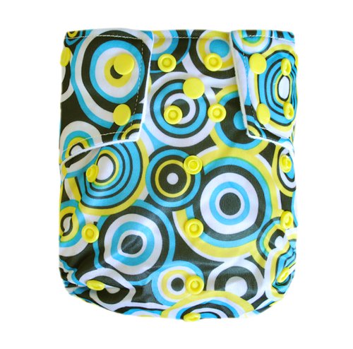 Alva bebé AI2 color Snap reutilizable lavable bolsillo bolsa para pañales pañal con 2 inserciones Circles CY01 Talla:All in one