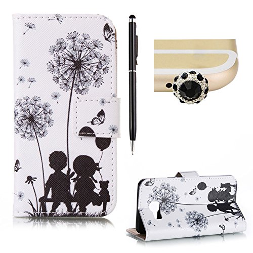 SKYXD für Samsung Galaxy A5 2016 Hülle Leder Kind Löwenzahn Muster Folio Klappbar Handy Tasche Schutzhülle [Magnet / Brieftasche Kartenfach / Standfunktion] Klapphülle mit [Handyanhänger + Eingabestift] Zubehör Set für Samsung Galaxy A5 2016 A510F Case Bookstyle Flip Leather Cover With [Stylus and Dust Plug]