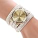 Produktbild Sommer Luxusfreizeit Dame Quarz Armbanduhr Uhr Goldarmband (White)