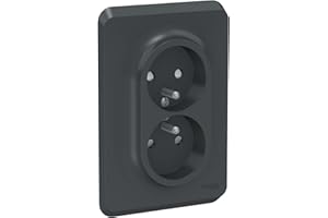 Schneider Electric - Unica - prise double 2P+T pour boîte 1P - FR - vis - Anthracite - méca + plaque - NU406954