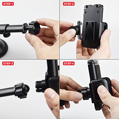 KFZ Handyhalterung Auto in Armaturenbrett / Windschutzscheibe, Universal smartphone halterung auto mit Gel-Auflage und Teleskoparm, 2-in-1 Handyhalter fÃ¼rs Auto fÃ¼r iPhone Samsung HTC Huawei usw, Navi, GPS (Schwarz)