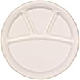 Ecoworld 100% Natural, Biodegradable, Compostable, Ecofriendly, Safe & Hygienic Disposable 12 inch 4-Compartment Round Plate (Pack of 25 Plates)