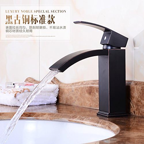 CNBBGJ European and American-style black bathroom Cabinet antique copper single hole lavatory faucet lavatory under counter basin hot and cold faucet,Black dwarf