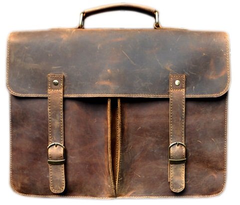 feathertouch Steampunk Leder Aktentasche Tasche aus echtem Leder Messenger Laptop-Tasche MacBook Herren Leder, echt Leder Tasche 40,6 x 30,5 x 12,7 cm braun