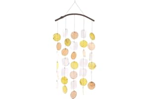 HAB & GUT -WCKU003A- Carillon à Vent Jaune/Orange/Blanc, Nacre, 66 cm, décoration de fenêtre, Mobile pour décorer fenêtre, terrasse, Balcon