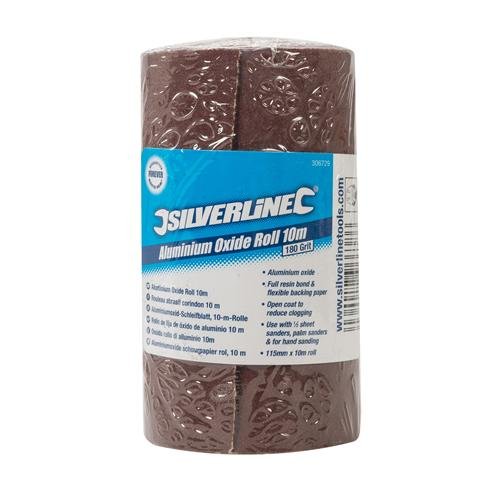 Silverline 306729 Korund-Schleifblatt, 10-m-Rolle 10 m, 180er-Körnung