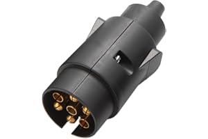 Feuunly Enchufe de Remolque de 7 Pines Macho, 12V Impermeable Conector Remolque 7 Pines, Conector Enchufe de Remolque para Camión RV Máquinas Agrícolas Caravana (Botas Caucho)