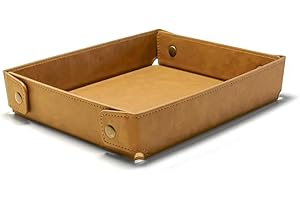 Magracy PU Leather Valet Tray for Men Women Desk Drawer Organiser Tray Nightstand Caddy for Jewelry Coins Phone Glasses Keys Watch Wallet Dark Khaki